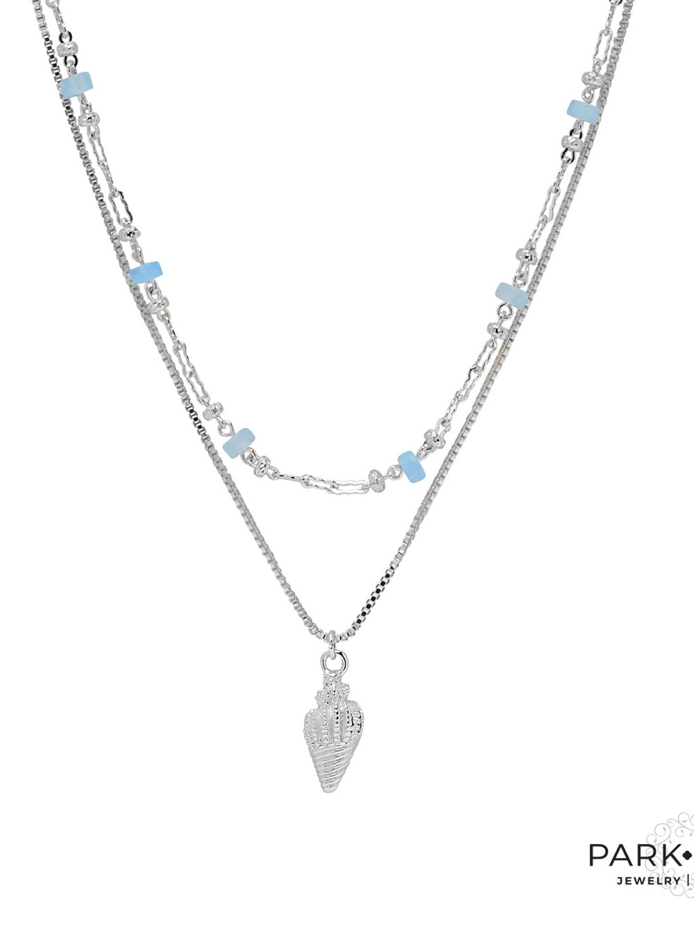 Park Lane SHELLIE 2 in 1 Necklace, Blue Beads+Shell Charm, Coastal Vibes, NWT